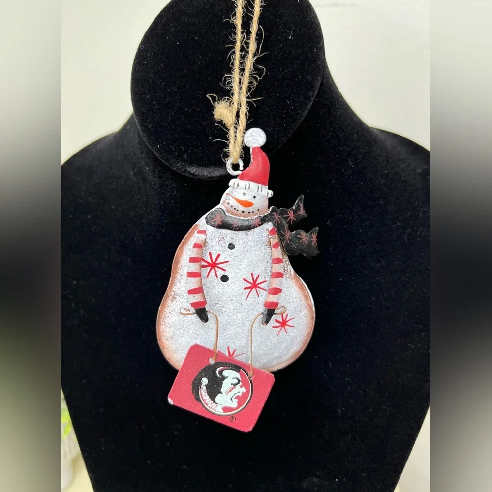 Brand New-Metal FSU Snowman Ornament